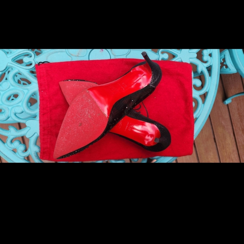 Louboutin Black Mesh Stiletto Heels - Picture 9 of 10
